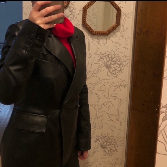 Pink Tartan Leather blazer, black, US 6 - Picture 6 of 6